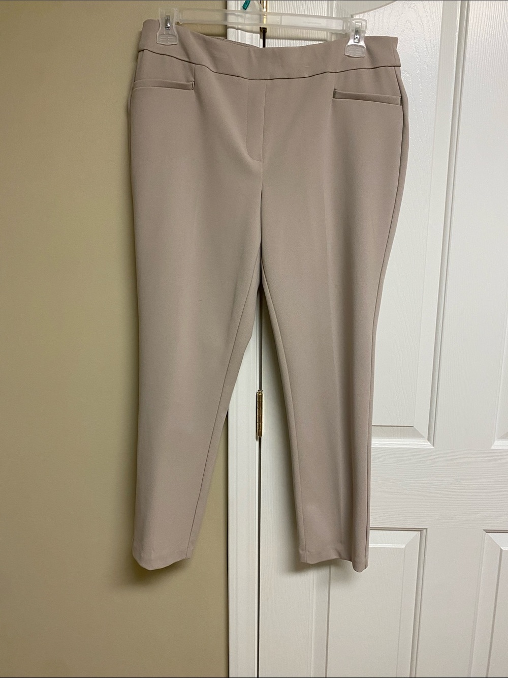 Slim Pull-On Ankle Pants in Light Taupe